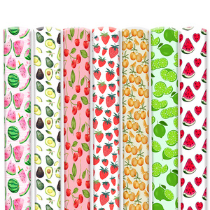 22cm*30cm Leather Fabric Sheet Summer Fruits Printed Synthetic Pu Fabric For DIY Hair Bows Belt Faux Leather Sheets