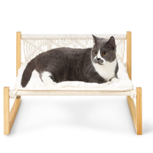 Floor Standing Breathable Cat Chair Macrame Elevated Pet Bed Boho Cat Bed Hammock