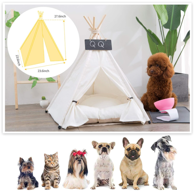 Plush Removable Pillowcase Thick Foam Cushion Indoor Dog and Cat House Chic Pet Tent