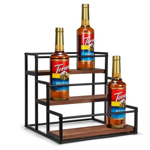 Kitchen Counter Shelf Condiment Storage Rack Coffee Bar Accessories Organizer 3-Tier Coffee Syrup Bottles Storage Shelves