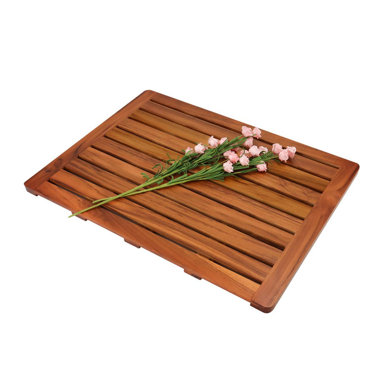 factory direct wholesale teak wood bath mat shower mat non slip for bathroom