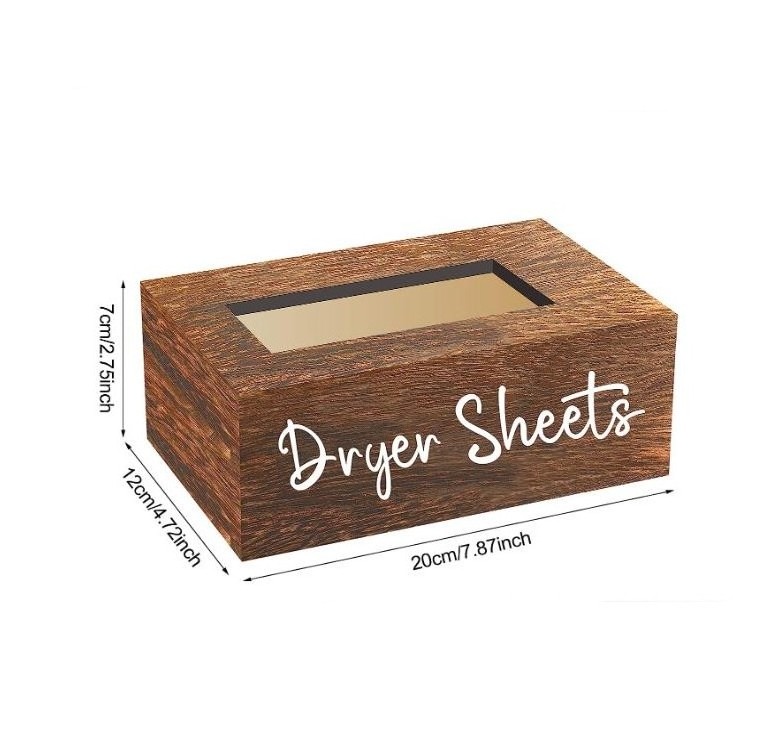 Dark Brown Wooden Dryer Sheet Dispenser for Laundry Room Decor Dryer Sheet Holder Dryer Sheet Container