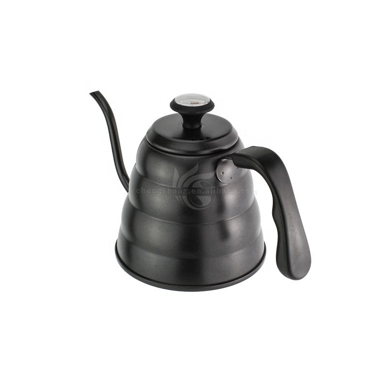 Black Paint Stainless Steel Pour Over Coffee Kettle with Thermometer - Gooseneck Pour Over Kettle for Drip Coffee and Tea