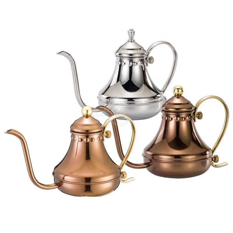 China Wholesale 480ml Arabic Coffee Pot Pour Over arabic sliver golden tea pot coffee kettle