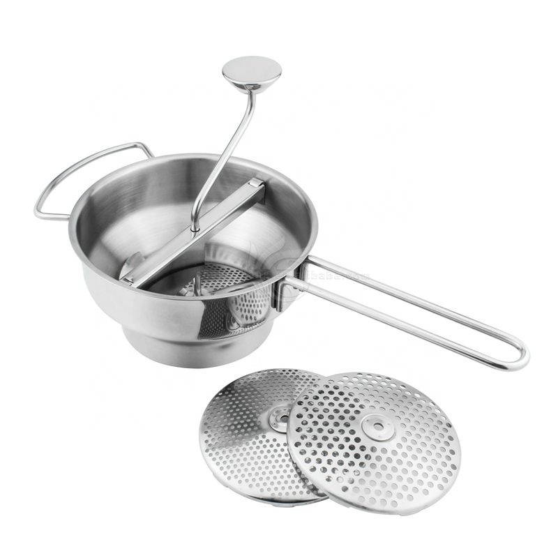 Wholesale Deluxe Stainless steel Healthy Manual Food Mill Cookware, 2 Quart Capacity, 3 Milling Discs, Dishwasher Safe