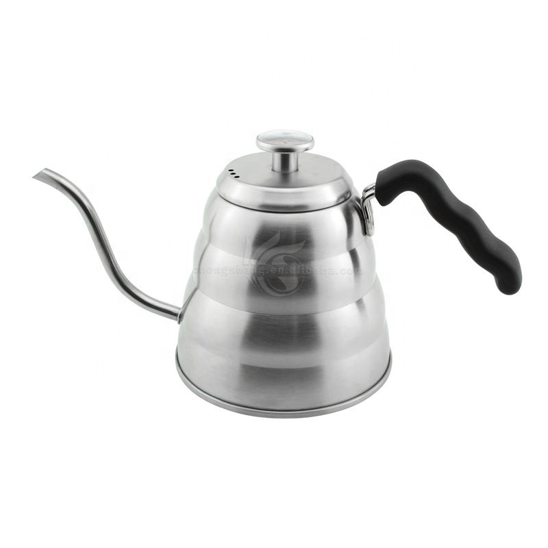 Stainless Steel 18/8 Gooseneck Pour Over Coffee Kettle - Built-in Thermometer - For Hand Drip Coffee