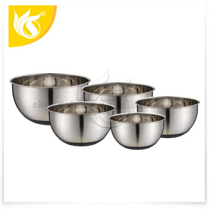 5 sizes Salad Bowl For Storage Large Capacity Stainless Steel 18/8 Mixing Bowl with Lid and Non Slip Silicone Bottom