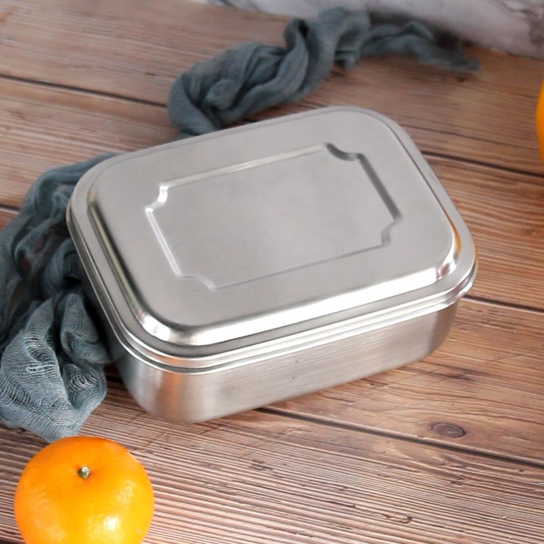 Stainless Steel Bento Lunch Box LARGE 3 Sections Holds Sandwich and Two Sides Durable Perfect LunchBox for Adults Office