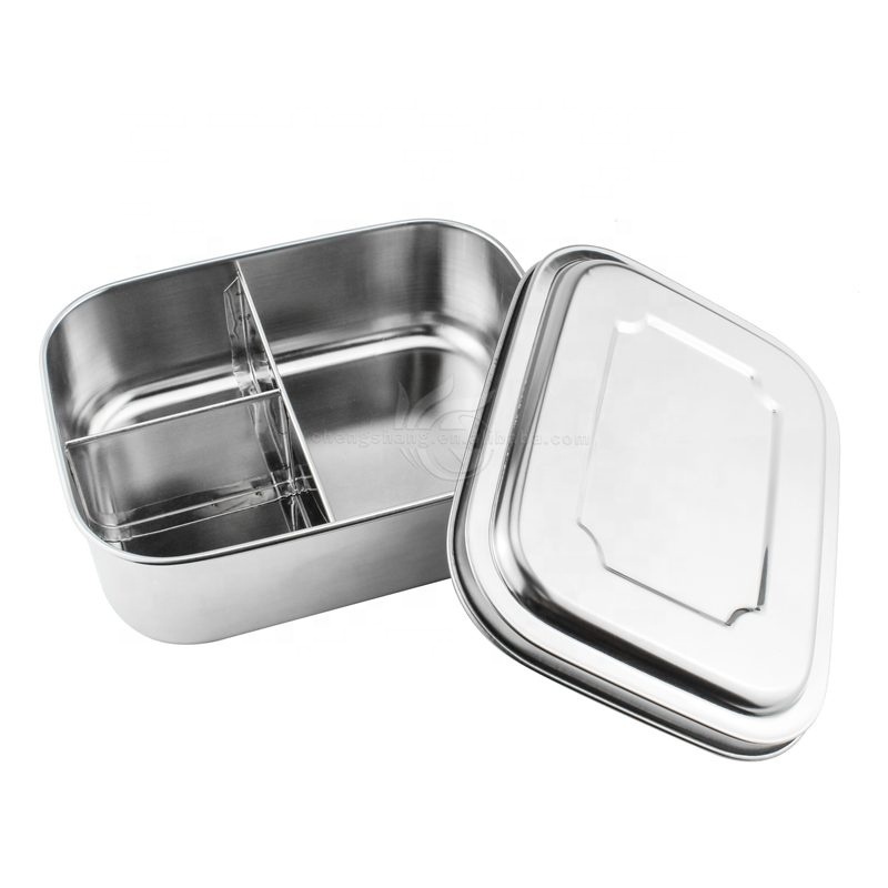 Stainless Steel Bento Lunch Box LARGE 3 Sections Holds Sandwich and Two Sides Durable Perfect LunchBox for Adults Office