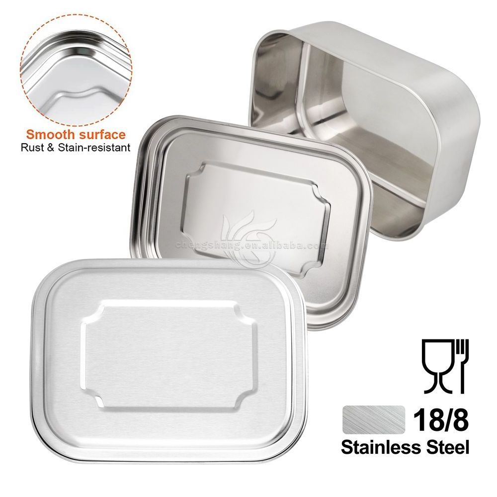 Stainless Steel Bento Lunch Box LARGE 3 Sections Holds Sandwich and Two Sides Durable Perfect LunchBox for Adults Office