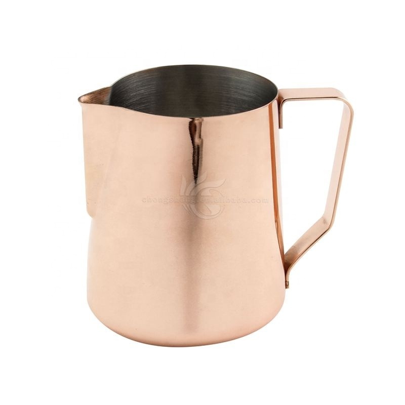 China Stainless Steel Milk Frother Latte Jug Wholesale Copper Plated Milk Jug