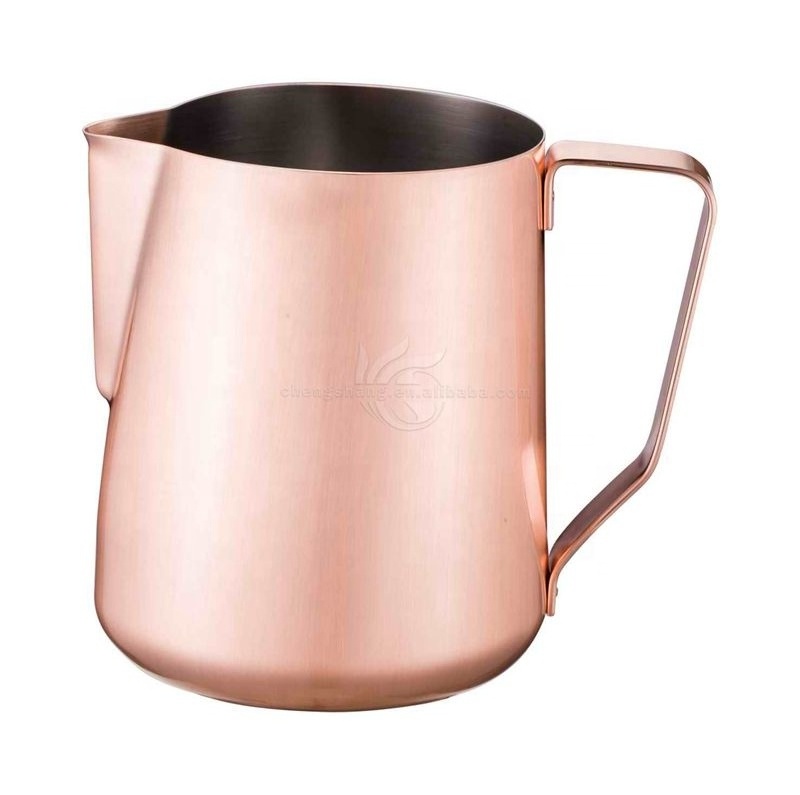 China Stainless Steel Milk Frother Latte Jug Wholesale Copper Plated Milk Jug