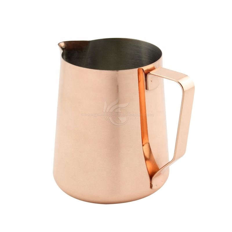 China Stainless Steel Milk Frother Latte Jug Wholesale Copper Plated Milk Jug