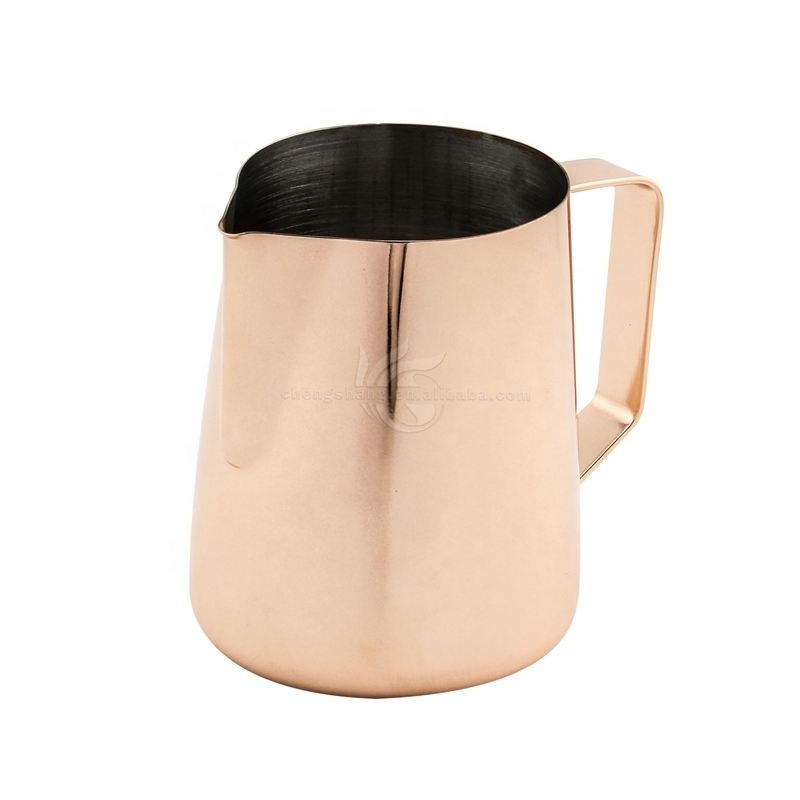 China Stainless Steel Milk Frother Latte Jug Wholesale Copper Plated Milk Jug