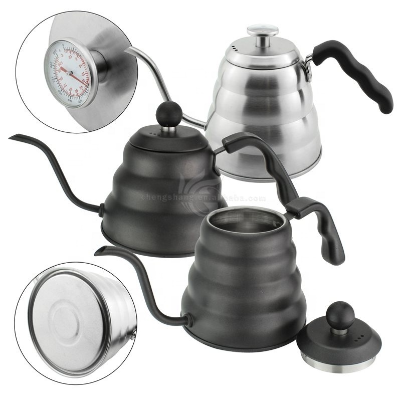 Home Gift 1L Stainless Steel Pour Over Coffee Drip Kettle Dripper Thermometer 304 Metal Gooseneck Coffee Drip Coffee Pot