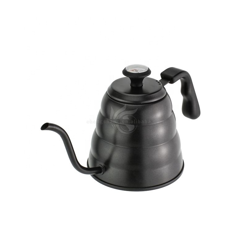 Black Paint Stainless Steel Pour Over Coffee Kettle with Thermometer - Gooseneck Pour Over Kettle for Drip Coffee and Tea