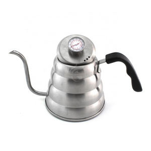 Stainless Steel 18/8 Gooseneck Pour Over Coffee Kettle - Built-in Thermometer - For Hand Drip Coffee