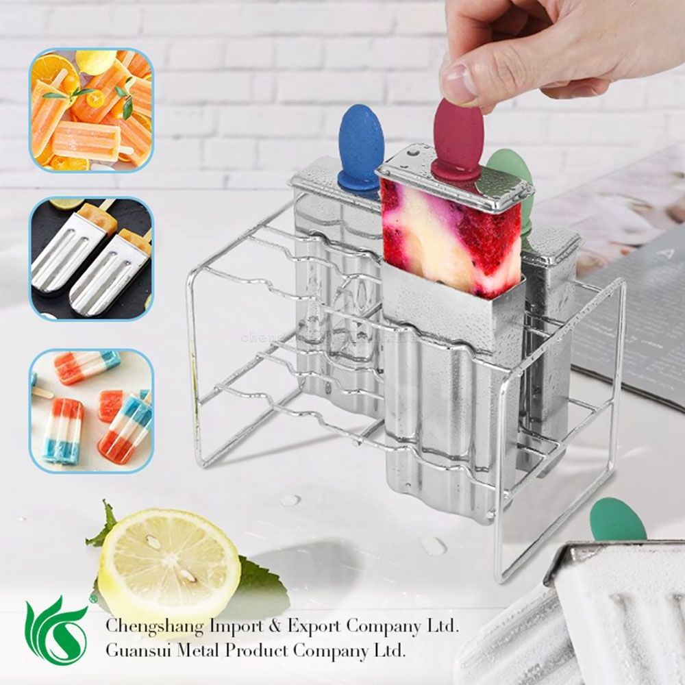 Customized Logo 3/4/6 Tray Diy Stainless steel Popsicle Mold/ice Lolly Mould/ice Cream Pop Maker Popsicle Mold