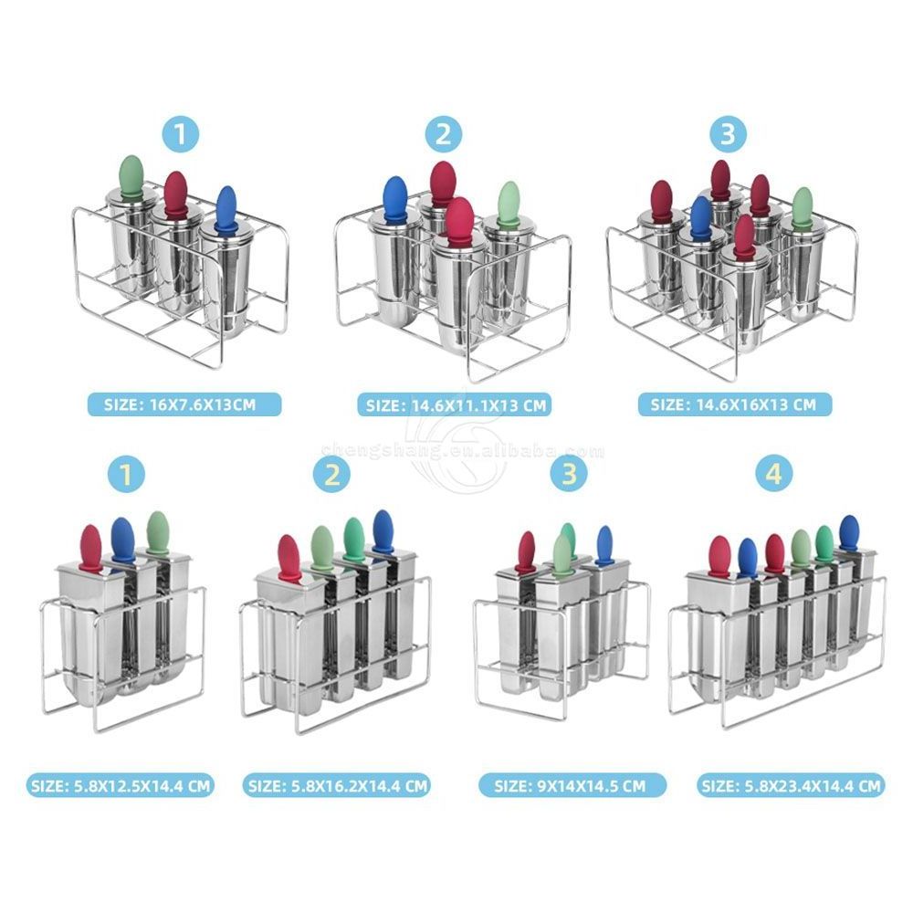 Customized Logo 3/4/6 Tray Diy Stainless steel Popsicle Mold/ice Lolly Mould/ice Cream Pop Maker Popsicle Mold