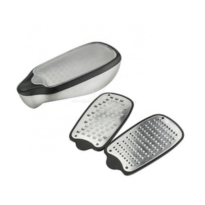 Box Grater Multifunctional Stainless Steel Grater for Parmesan Cheese Ginger Vegetables with Collection Box and Lid