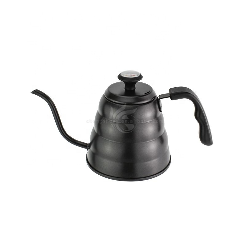 Black Paint Stainless Steel Pour Over Coffee Kettle with Thermometer - Gooseneck Pour Over Kettle for Drip Coffee and Tea