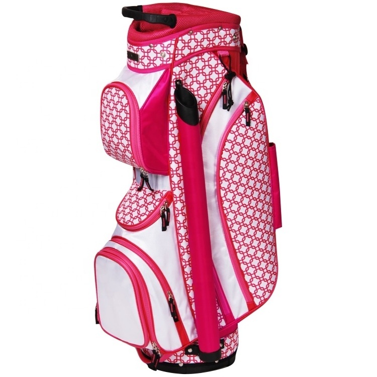 Chengsheng Factory Fashion Pink Ladies Women Golf Cart Bag Lightweight Nylon Golf Tour Bag With Logo Custom For Men Women