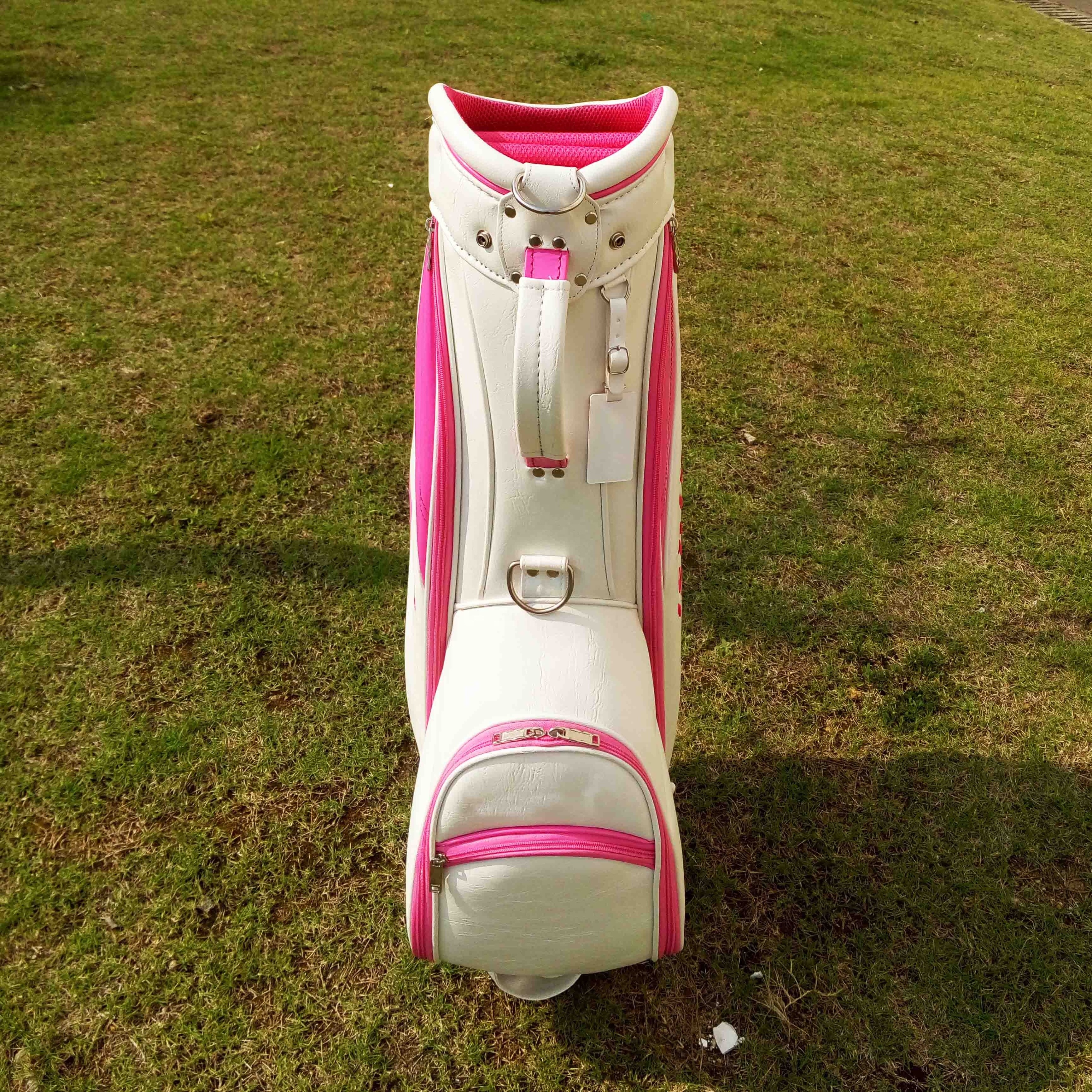 OEM Logo Ladies Mini Bright surface Waterproof light golf bag Cart leather custom golf staff bags