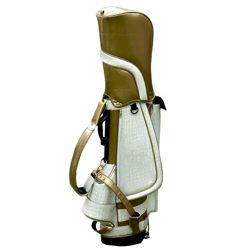 Chengsheng Deluxe White and Pink Gold Stand Bag Pu Leather Waterproof Golf Bag With High Quality Custom logo for men and ladies