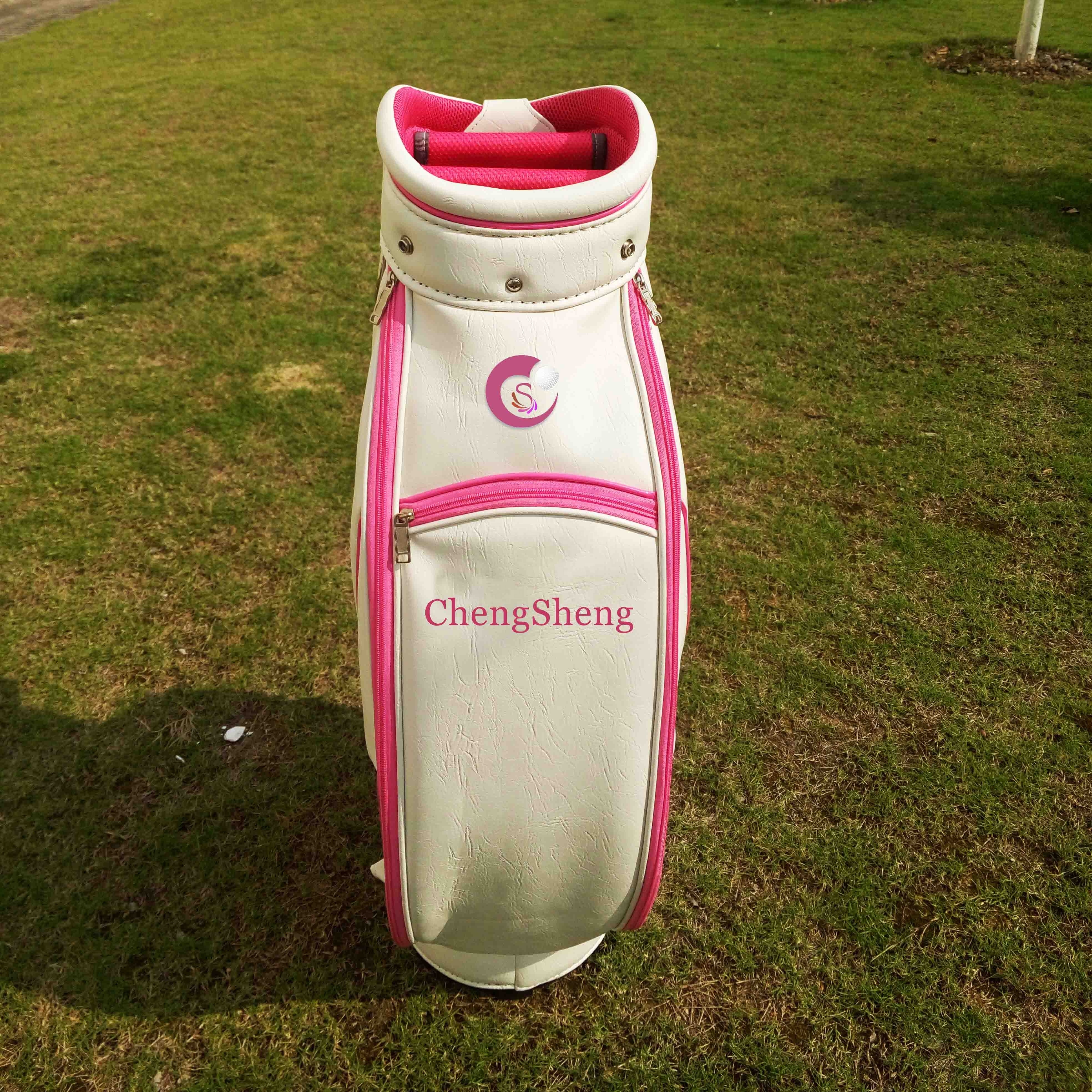 OEM Logo Ladies Mini Bright surface Waterproof light golf bag Cart leather custom golf staff bags