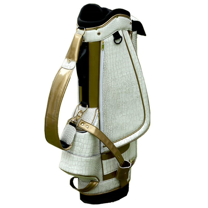 Chengsheng Deluxe White and Pink Gold Stand Bag Pu Leather Waterproof Golf Bag With High Quality Custom logo for men and ladies