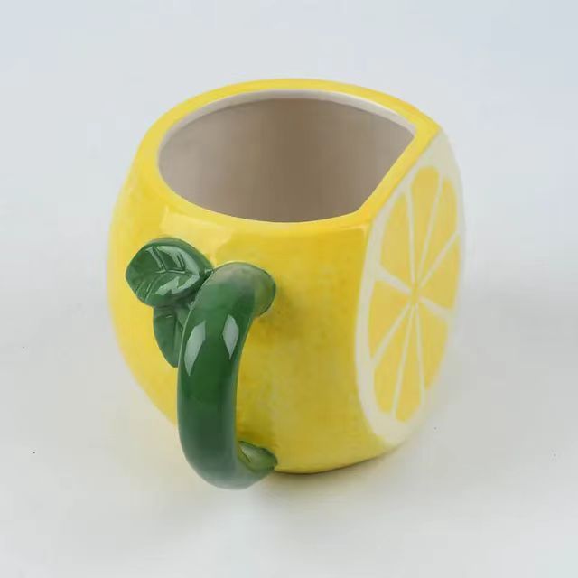 Custom logo 2024 new arrival 3D fruit ceramic yellow lemon shaped ceramic coffee tea milk mug cup for kids breakfast