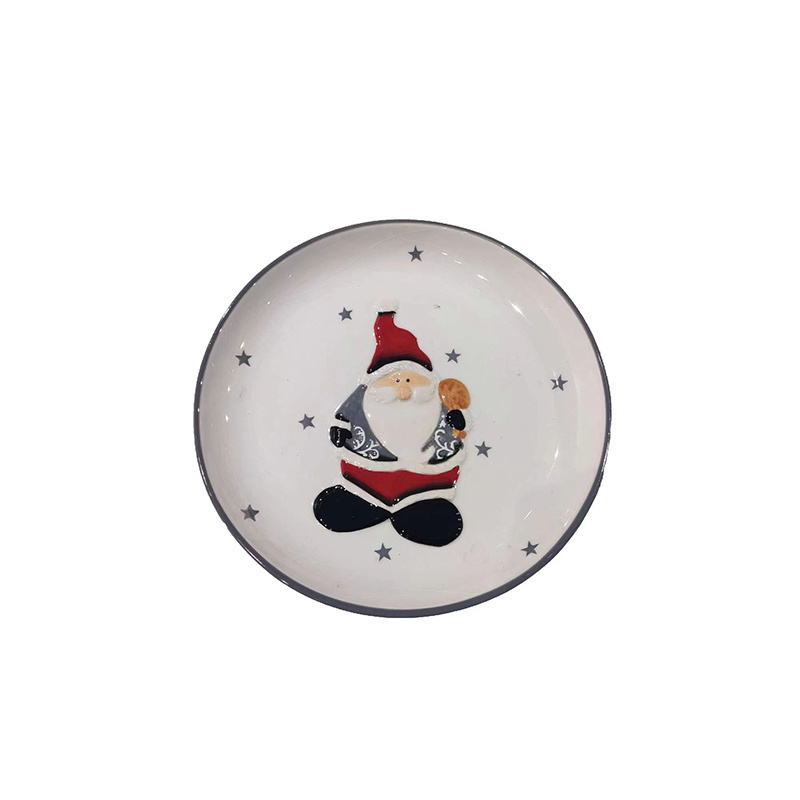 Custom Logo Five Star Shape Color Ceramic Christmas Plate For Cake Snack Gifts