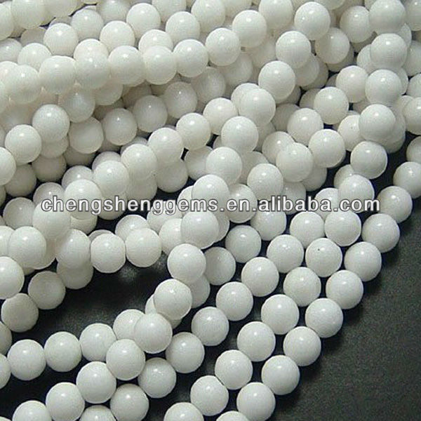 10mm natural round smooth dyed white jade stone price