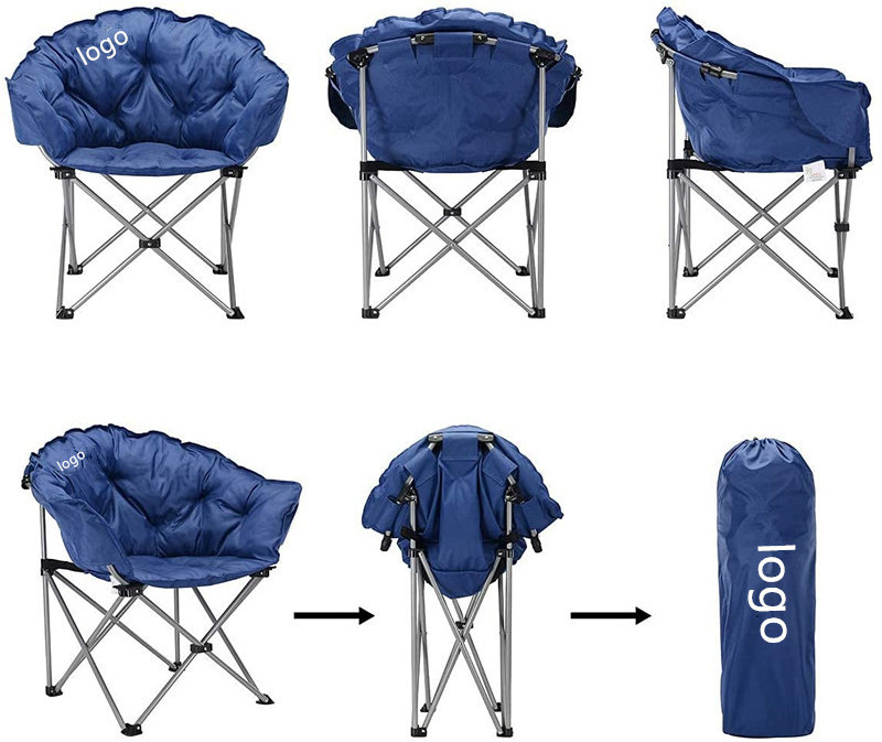 Wholesale Custom Lightweight Portable Camping Folding Moon Chair with Cup Holder and Back  Support Up to 120 KG