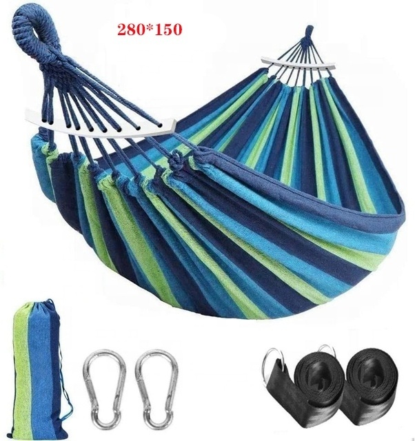 Portable Outdoor Hammock Rainbow Garden Sports Home Travel Camping Swing Canvas Stripe Hang Bed Hammock