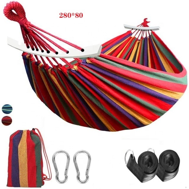 Portable Outdoor Hammock Rainbow Garden Sports Home Travel Camping Swing Canvas Stripe Hang Bed Hammock