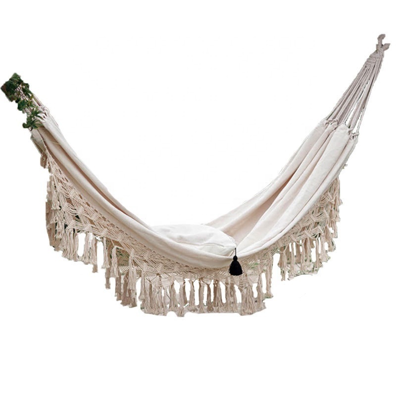 2 Persons 550-Pound Tassel Hammock Boho Double Outdoor Patio Camping Beach swing boho hammock