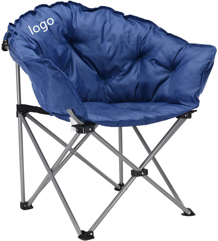 Wholesale Custom Lightweight Portable Camping Folding Moon Chair with Cup Holder and Back  Support Up to 120 KG