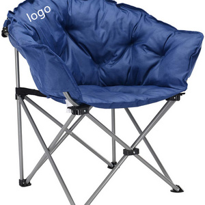 Wholesale Custom Lightweight Portable Camping Folding Moon Chair with Cup Holder and Back  Support Up to 120 KG