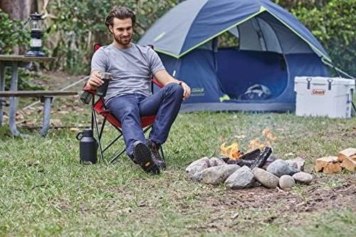 Broadband Mesh Quad Camping Chair, Cooling Mesh Back with Cup Holder, Adjustable Arm Heights, & Carry Bag; Supports up to 250lbs