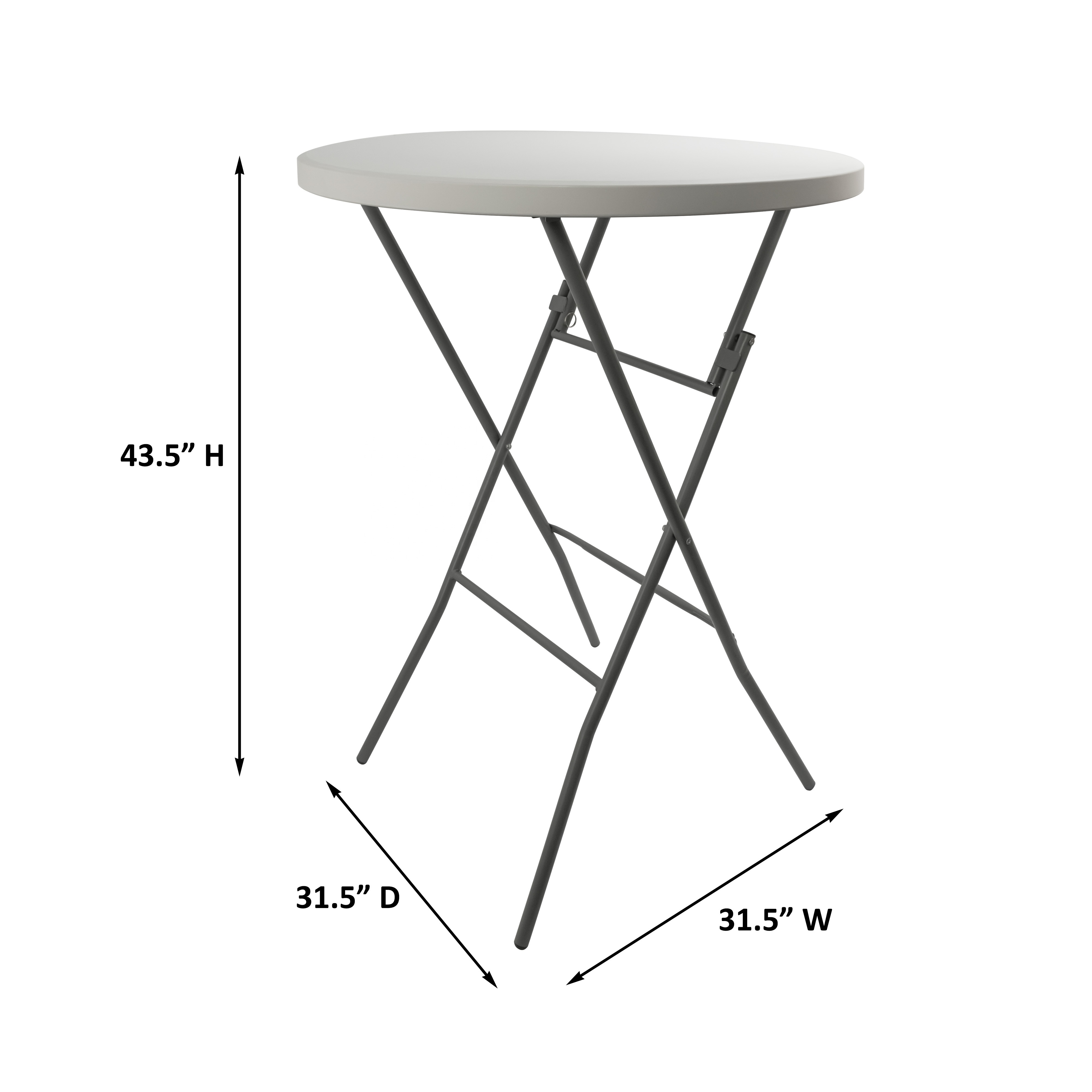 Wholesale Outdoor Party Dia 32inch 80cm Black and White HDPE High Boy Plastic Bar Height Folding Cocktail Table For Events