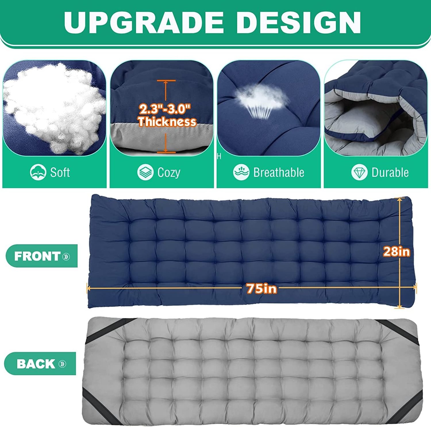 Portable outdoor folding bed  camping cot for adult with cushion, Double Layer Oxford Portable Travel outdoor Camping Bed