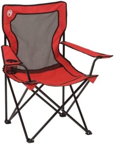 Broadband Mesh Quad Camping Chair, Cooling Mesh Back with Cup Holder, Adjustable Arm Heights, & Carry Bag; Supports up to 250lbs