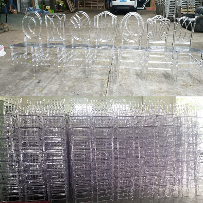 Hot Sale Clear Transparent Resin Chiavari Chair Plastic Crystal  Acrylic Wedding  event Chair Wholesale Phoenix Napoleon Chair