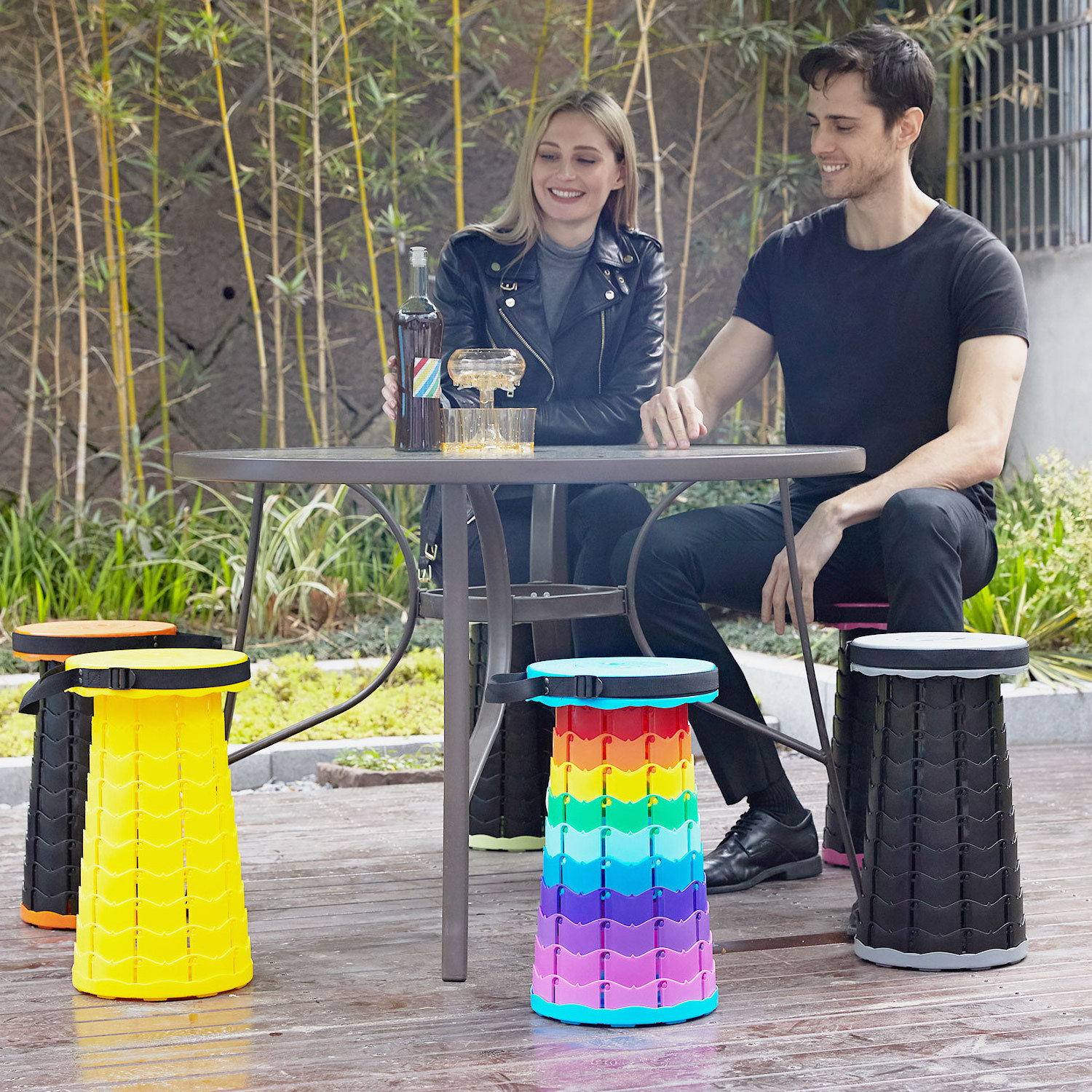 2023 Upgraded Outdoor Garden Plastic Pocket Portable Telescopic Stool Extension Retractable Folding Stool