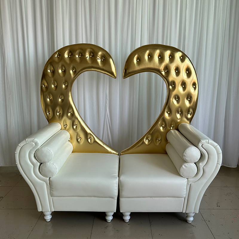 King and queen high back cheaper gold throne chairs royal luxury wedding chair for groom and bride