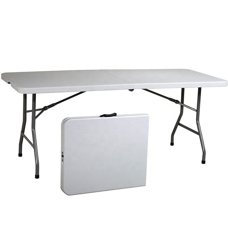 Outdoor plastic 72inch trestle folding tables White Foldable Portable 6ft Rectangle Outdoor Plastic Folding Table  For Events