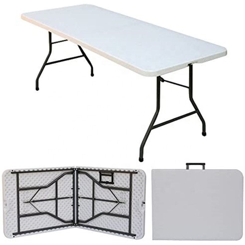 Outdoor plastic 72inch trestle folding tables White Foldable Portable 6ft Rectangle Outdoor Plastic Folding Table  For Events