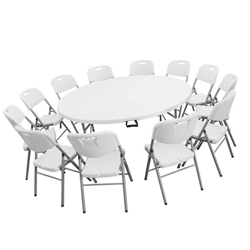 Hotsale 10 People Outdoor Banquet Table Plastic Round Folding Table Chair Table For Wedding Party