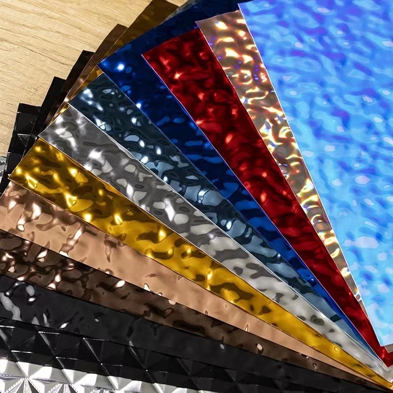 304 multi-colored stainless steel sheet  Color Coated 201 316 Mirror Finish water ripple stainless steel sheet